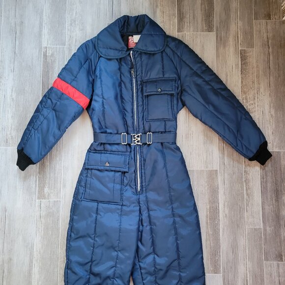 Vintage J C Penny Snowmobile Suit, Women’s M, Navy, One Piece zip closure EUC - Picture 2 of 14